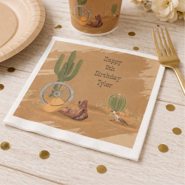 Wild West Cowboy Desert Cactus Birthday Pappersservett (Skapare uppladdad)