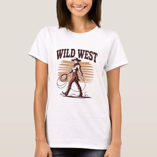 Wild West Cowgirl – Retro T Shirt (Framsida)