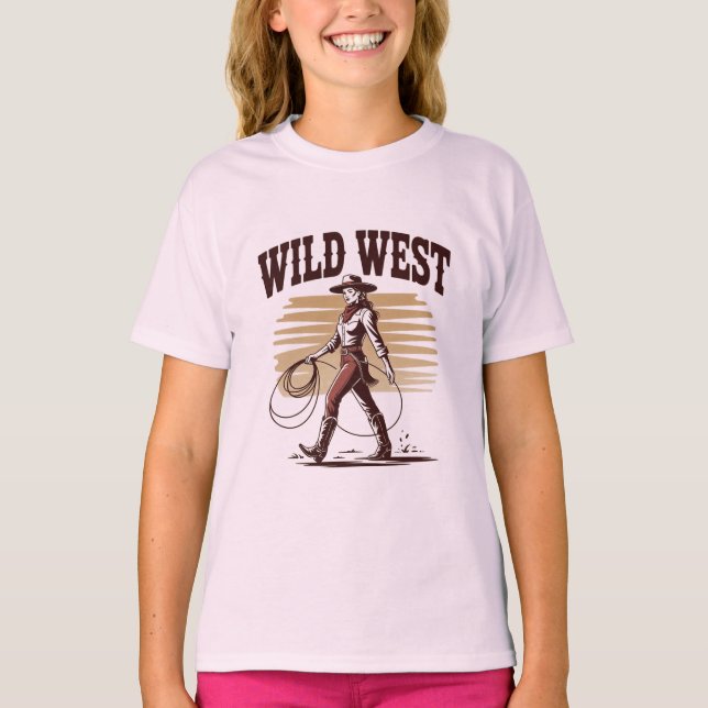 Wild West Cowgirl – Retro T Shirt (Framsida)