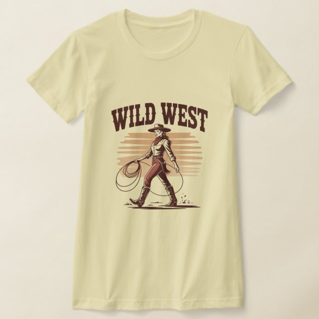 Wild West Cowgirl – Retro T Shirt (Laydown)