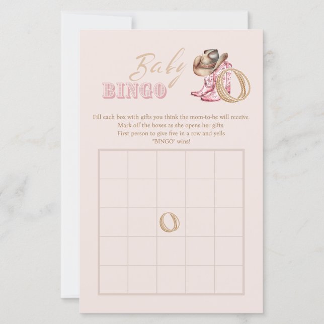 Wild West Little Cowgirl Baby shower Bingo Game (Framsida)