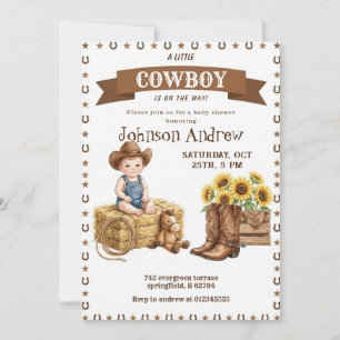 Wild West Rodeo Western Cowboy Baby Shower Inbjudningar