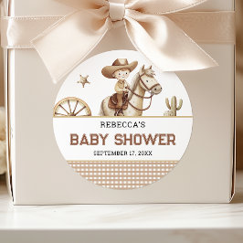 Wild West Rodeo Western Little Cowboy Baby Shower Runt Klistermärke