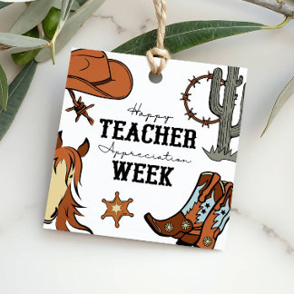 Wild West Teacher Appreciation Rodeo Western Gift Gåvor Etiketter