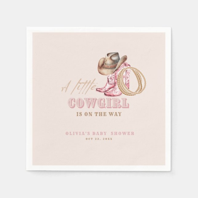 Wild Western Little Cowgirl Baby Shower Party   Pappersservett (Framsidan)