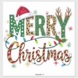 Wild & Whimsical Merry Christmas Leopard Print  Klistermärken