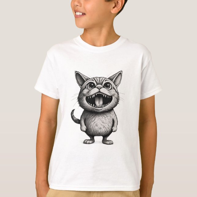  “Wild Whiskers – Crazy Cartoon Cat T-Shirt by Ink (Framsida)
