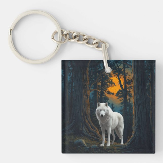 Wild White Wolf Under Moonlight Forest Animal (Framsidan)