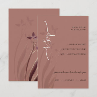 Wild & Wine-Stained Watercolor Floral RSVP Card OSA Kort