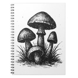 Wild Woodland Mushrooms – Ink Art Anteckningsbok