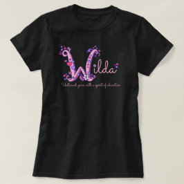 Wilda Girl namn betyder W monogram hearts T-shirt