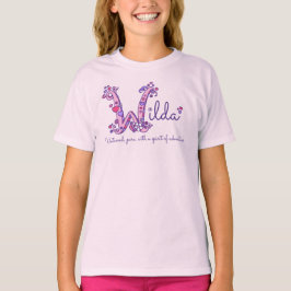 Wilda Girl namn betyder W monogram lila hearts T Shirt