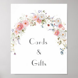 Wildblomarc Rosa White Bröllopskort & Gifts Poster