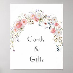 Wildblomarc Rosa White Bröllopskort & Gifts Poster