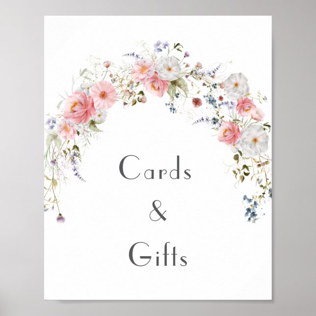 Wildblomarc Rosa White Bröllopskort & Gifts Poster (Framsidan)
