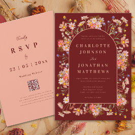 Wildblomarch Boho Terracotta Fall Wedding Inbjudningar