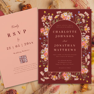 Wildblomarch Boho Terracotta Fall Wedding Inbjudningar