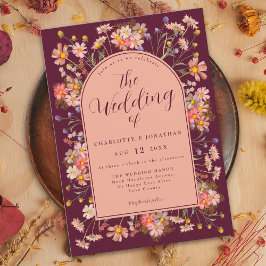 Wildblomarch Burgundy Fall Wedding Inbjudningar