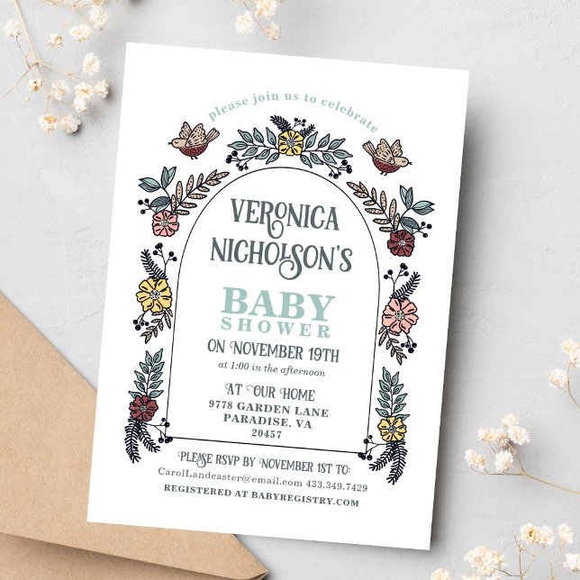 WildblomArch Garden Party Baby Shower Inbjudningar (Skapare uppladdad)