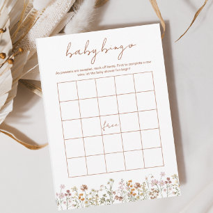 WildblomBaby Shower Bingo Boho Garden Game Inbjudningar