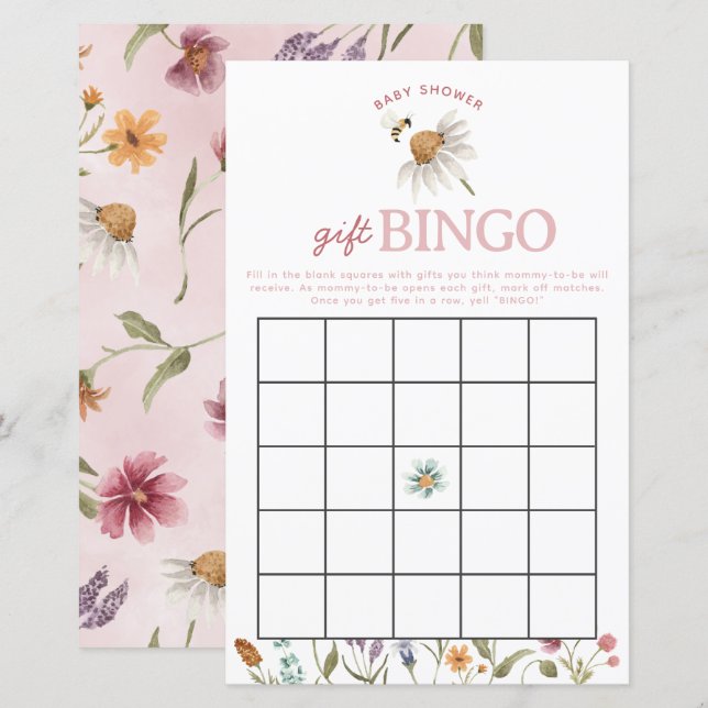 WildblomBaby Shower Gift Bingo Game (Fram/baksida)