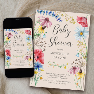 WildblomBaby Shower Rustic Land Blommigt Inbjudningar