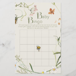 WildblomBee Beige Baby Shower Bingo Game Card