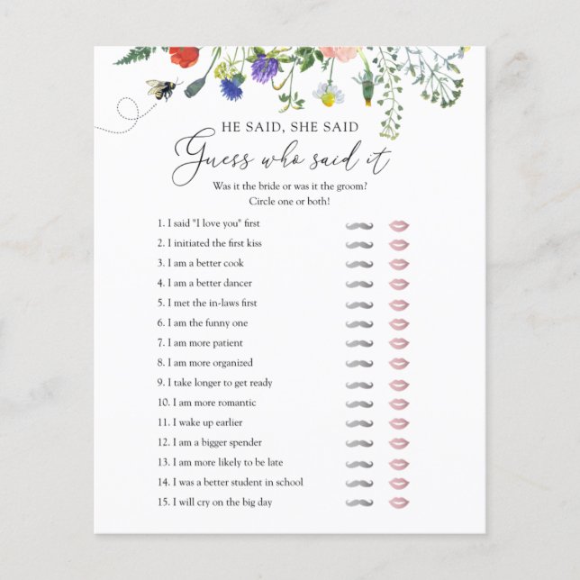 WildblomBee Möhippa Game sa att hon sa att hon sa  (Framsida)