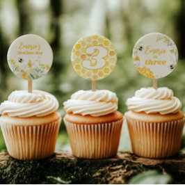 WildblomBee-tryckt Cupkakor Toppers