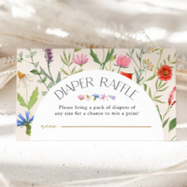 WildblomBeige Blommigt Diaper Raffle Baby Shower Tilläggskort