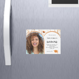 Wildblombeige Photo Arch studenten 2025 Magnetisk Inbjudningskort
