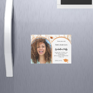 Wildblombeige Photo Arch studenten 2025 Magnetisk Inbjudningskort