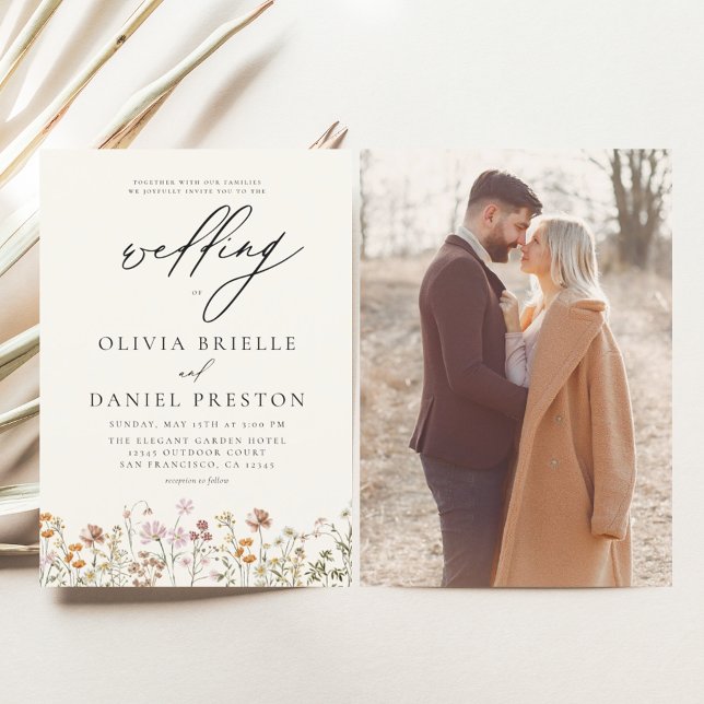 WildblomBeige Photo Boho Garden Wedding Inbjudningar (Skapare uppladdad)