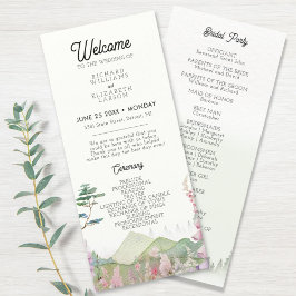 Wildblomberget Watercolor Bröllop Program