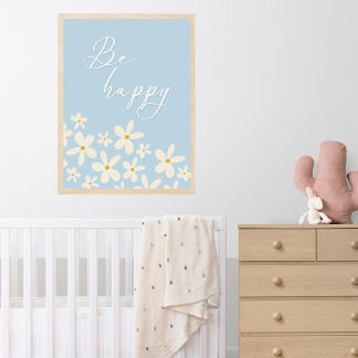 Wildblomblå Daisy är Lycklig Boho Nursery Poster