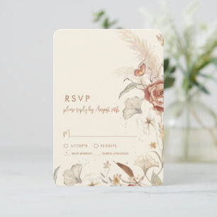 WildblomBlommigt BOHO Cream Terracotta Bröllop OSA Kort