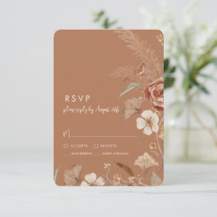 WildblomBlommigt BOHO Terracotta Rust Bröllop OSA Kort