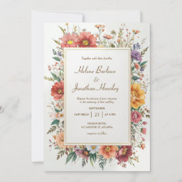 WildblomBlommigt Boho Vintage Elegant bröllop Inbjudningar