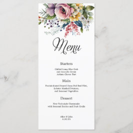 WildblomBlommigt Bröllop Menu Meny