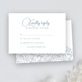 WildblomBlommigt Elegant Dusty Blue Bröllop OSA Kort
