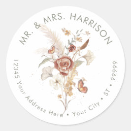 WildblomBlommigt Fall Löv BOHO Butterfly Bröllop Runt Klistermärke