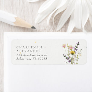 WildblomBlommigt Meadow Garden Wedding Returadress Etikett