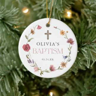 WildblomBlommigt Vår Girl Baptism Julgransprydnad Keramik