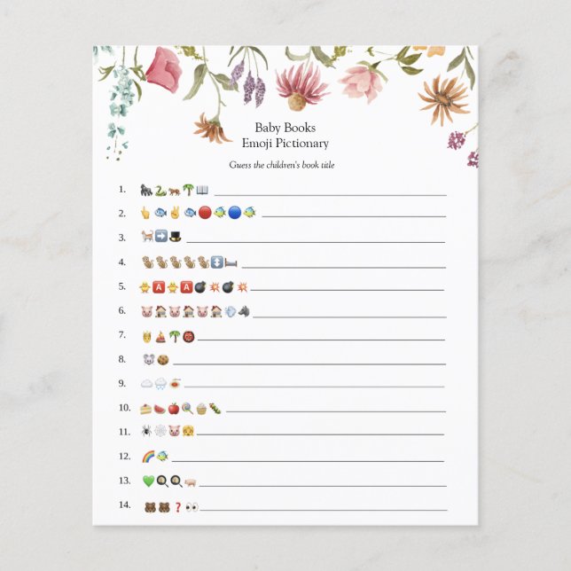 Wildblombloom Baby Bokar Emoji Game (Framsida)