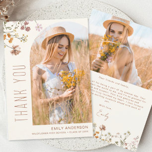 Wildblombloom Studenten Photo Tack Inbjudningar