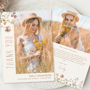 Wildblombloom Studenten Photo Tack Inbjudningar