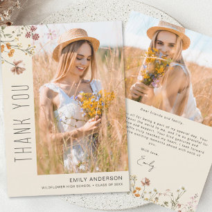 Wildblombloom Studenten Photo Tack Inbjudningar