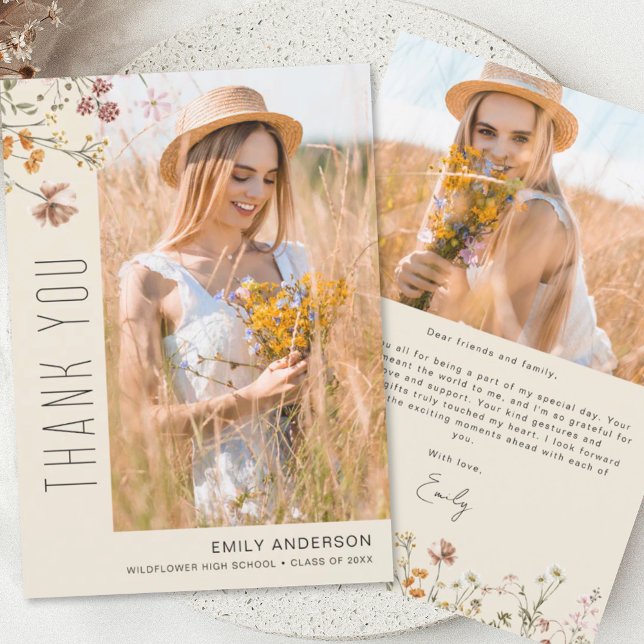 Wildblombloom Studenten Photo Tack Inbjudningar (Skapare uppladdad)