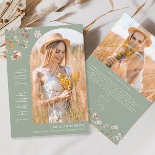 Wildblombloom Studenten Photo Tack Inbjudningar