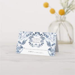 WildblomBlue and White Blommigt Wedding Reception Placeringskort